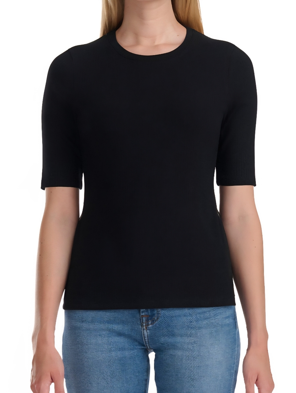 Splendid Rayon Blend Ribbed Quarter Sleeve Top  ~BLACK ~SMALL **NEW